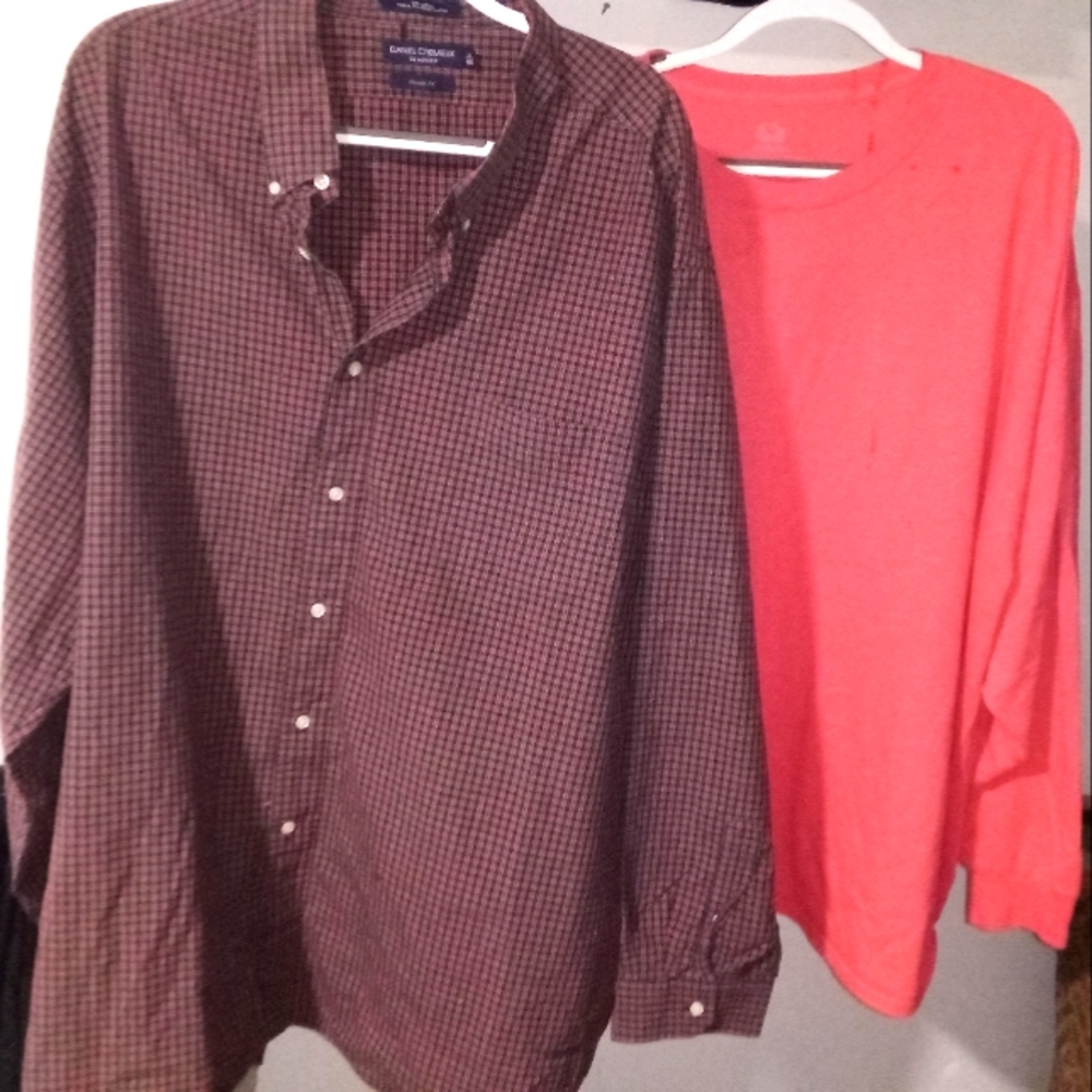 🌟MEN'S CLASSIC BUTTON FRONT DRESS SHIRT PLAID BIG & TALL SIZE 4X set